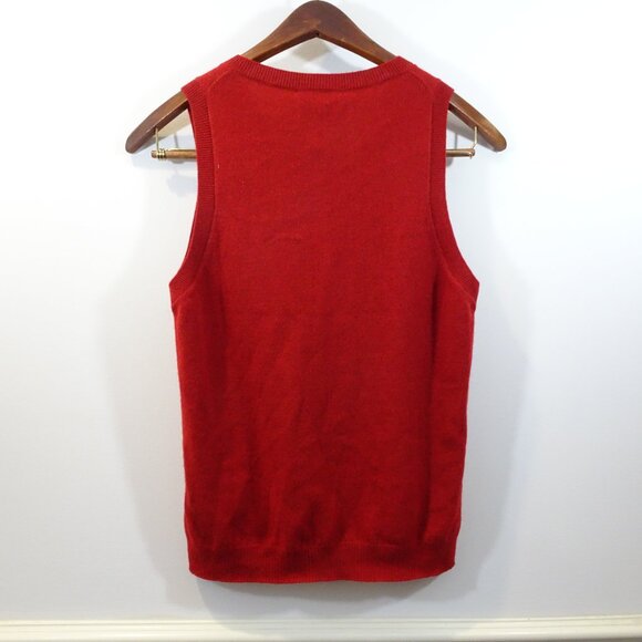 NWT REFORMATION Cashmere Sweater Vest Red M V-Neck Sleeveless Preppy Academia - Picture 5 of 6